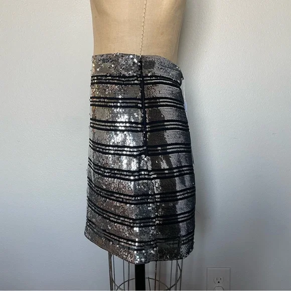 Silver Sequin Silk Derek Lam Mini Skirt